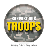 6 Pack Bulk Support Our Troops Button - Light Camo