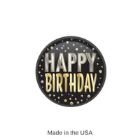 6 Pack Bulk Happy Birthday Button- Black