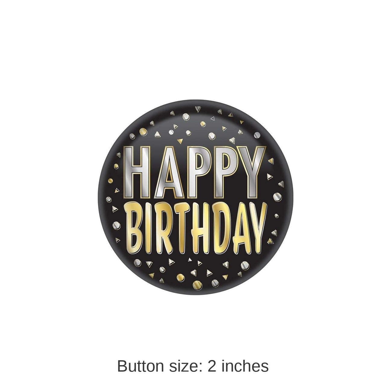 6 Pack Bulk Happy Birthday Button- Black
