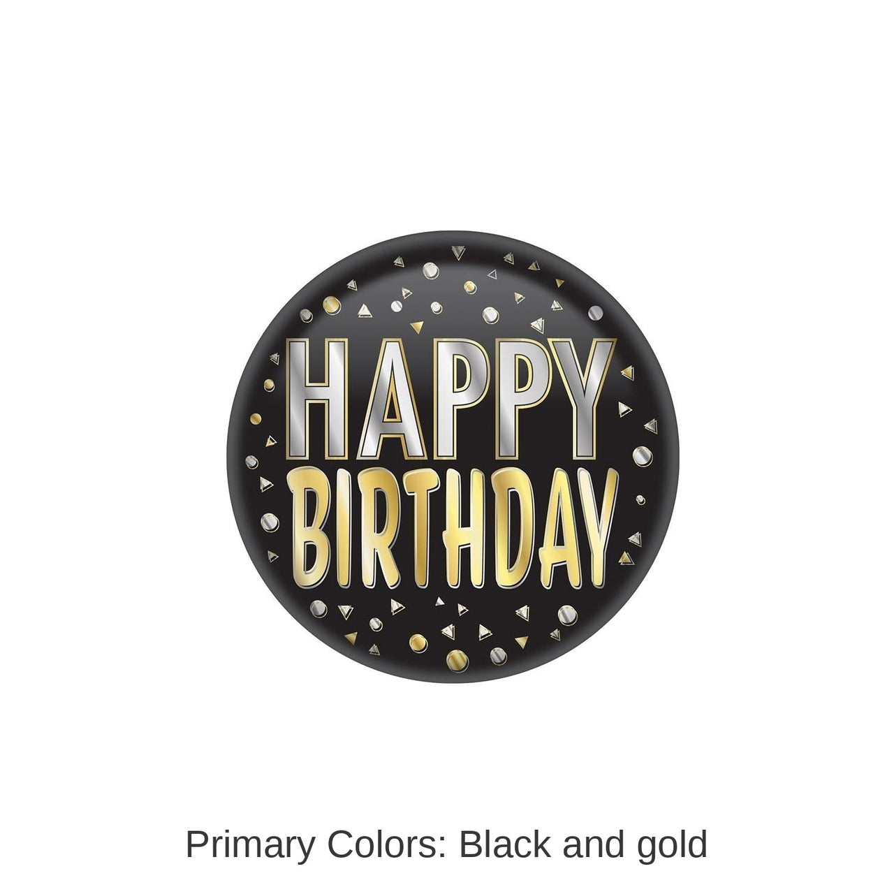 6 Pack Bulk Happy Birthday Button- Black