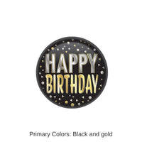 6 Pack Bulk Happy Birthday Button- Black