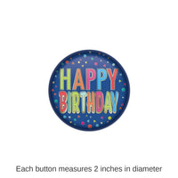 6 Pack Bulk Happy Birthday Button- Blue