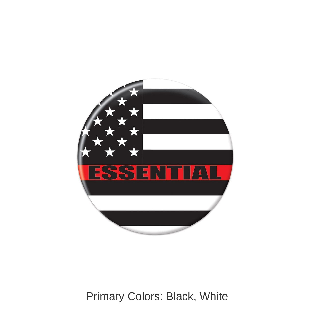 6 Pack Bulk Essential Personnel Button Black/White/Red