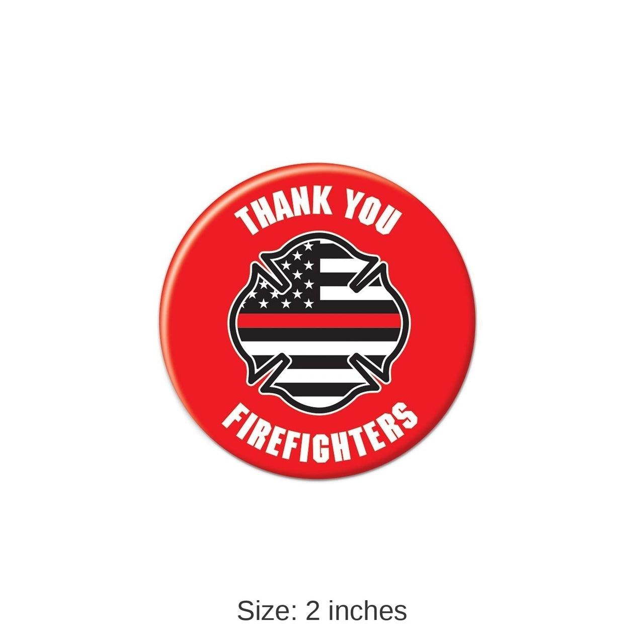 6 Pack Bulk Thank You Firefighters Button- Red