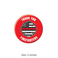 6 Pack Bulk Thank You Firefighters Button- Red