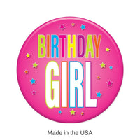 6 Pack Bulk Birthday Girl Button