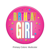 6 Pack Bulk Birthday Girl Button