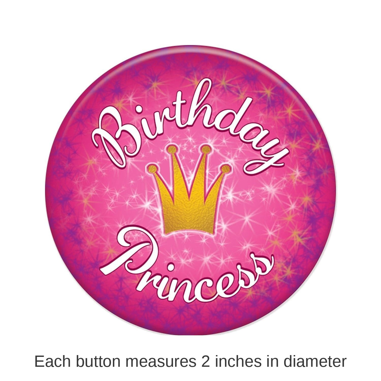6 Pack Bulk Birthday Princess Button