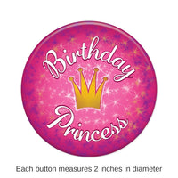 6 Pack Bulk Birthday Princess Button
