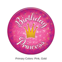 6 Pack Bulk Birthday Princess Button