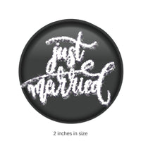 6 Pack Bulk Just Married Button - Black