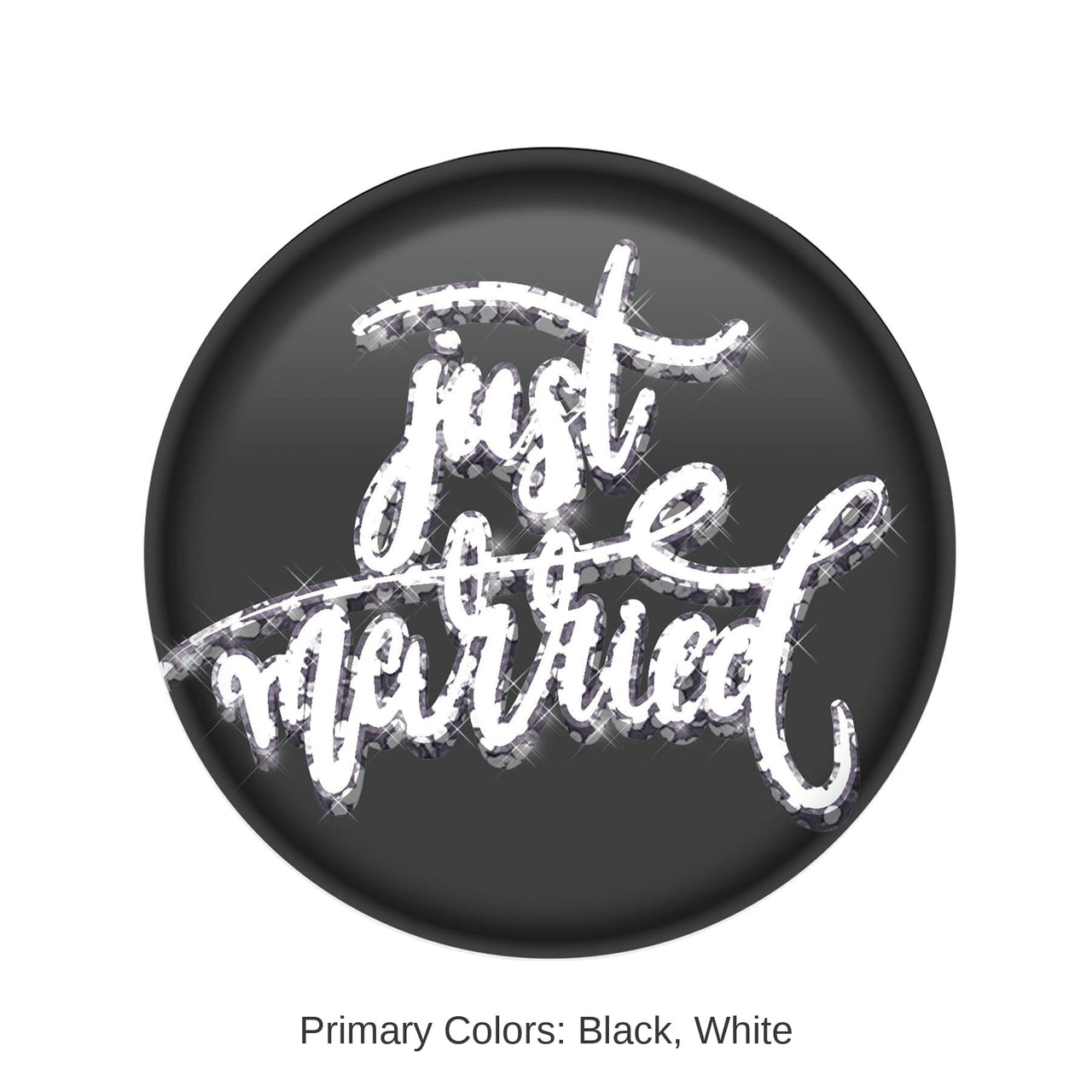 6 Pack Bulk Just Married Button - Black