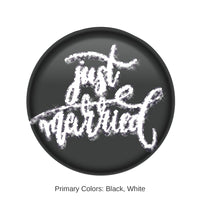 6 Pack Bulk Just Married Button - Black