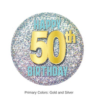 6 Pack Bulk 50th Birthday Button