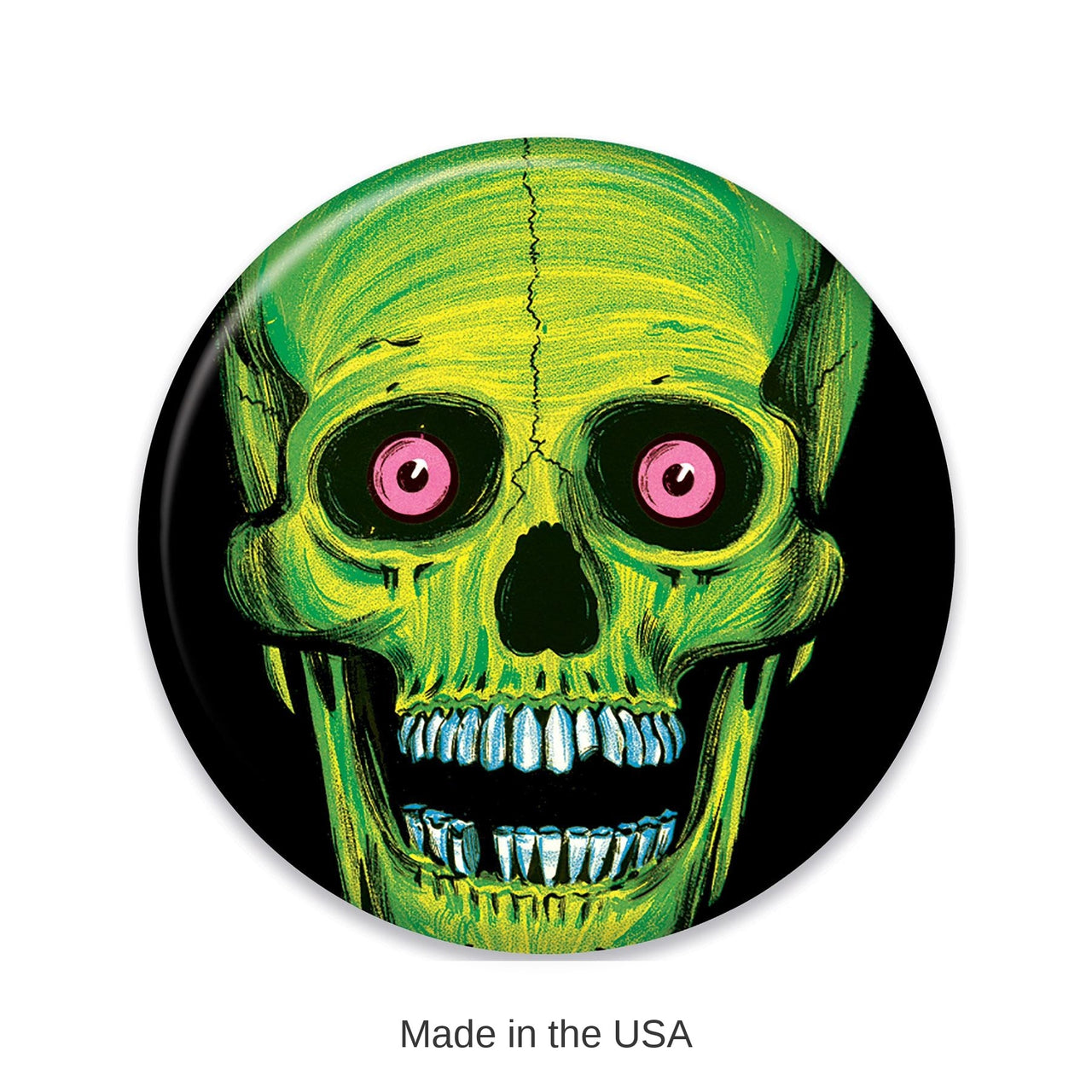 6 Pack Bulk Vintage Halloween Skull Button- Green
