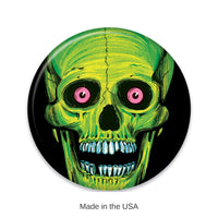 6 Pack Bulk Vintage Halloween Skull Button- Green
