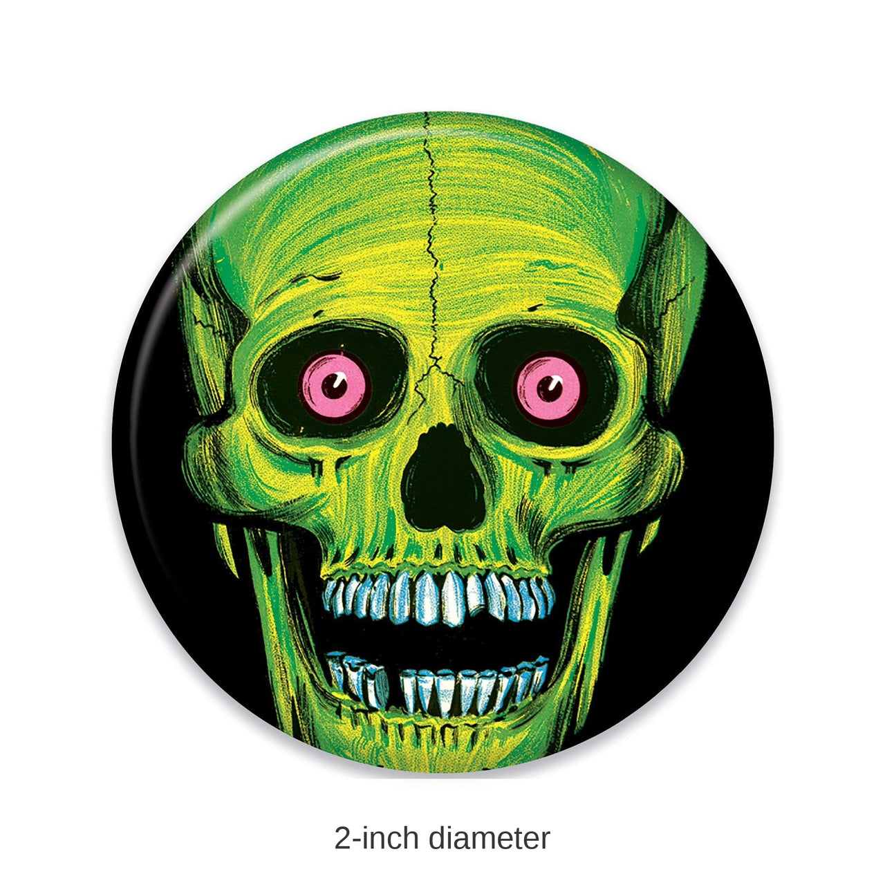 6 Pack Bulk Vintage Halloween Skull Button- Green