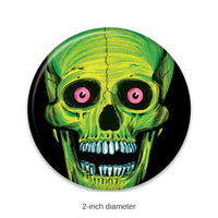 6 Pack Bulk Vintage Halloween Skull Button- Green