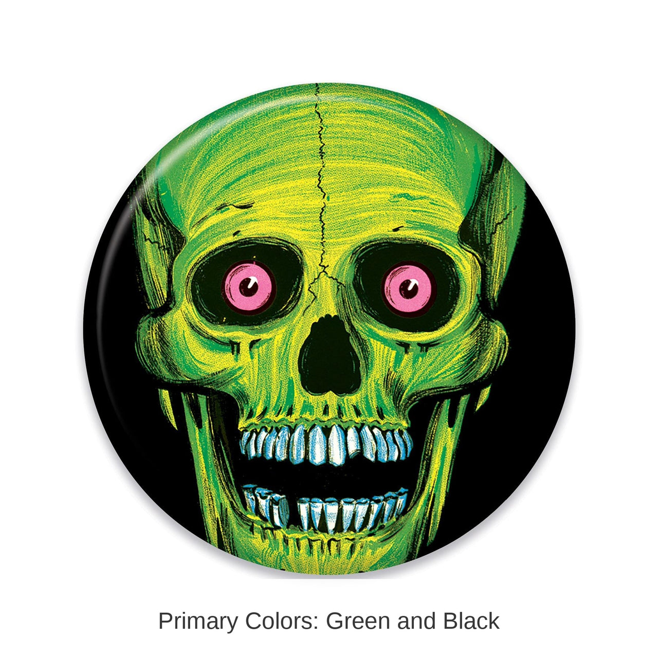 6 Pack Bulk Vintage Halloween Skull Button- Green