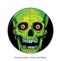 6 Pack Bulk Vintage Halloween Skull Button- Green