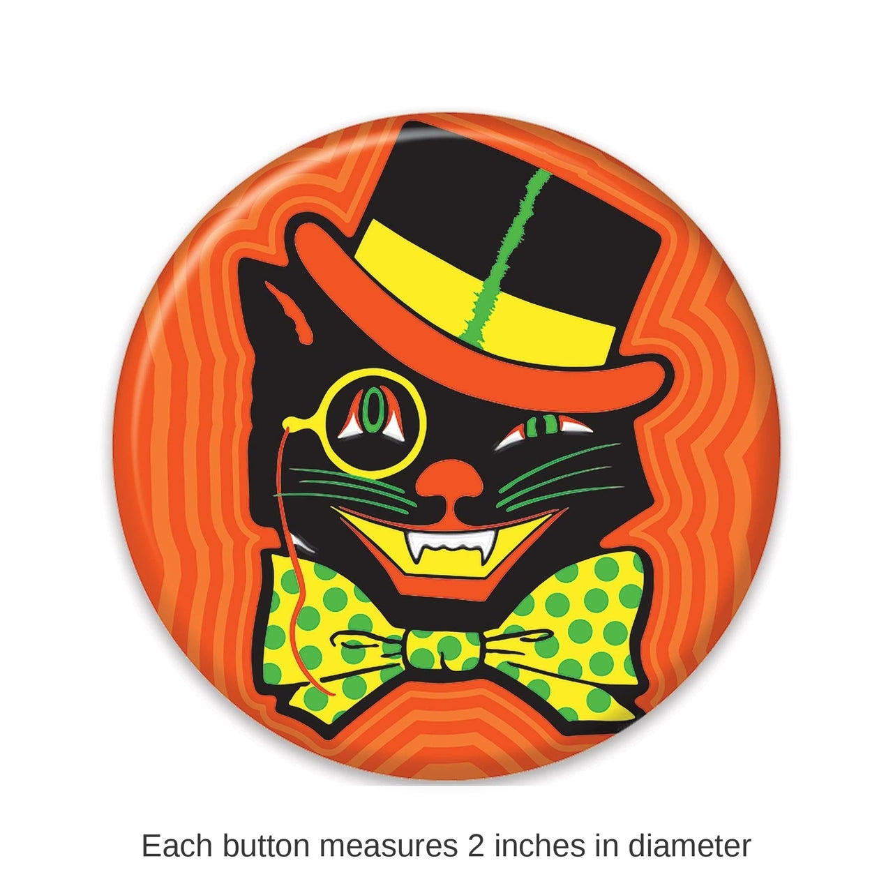 6 Pack Bulk Vintage Halloween Cat Button