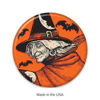 6 Pack Bulk Vintage Halloween Classic Witch Button