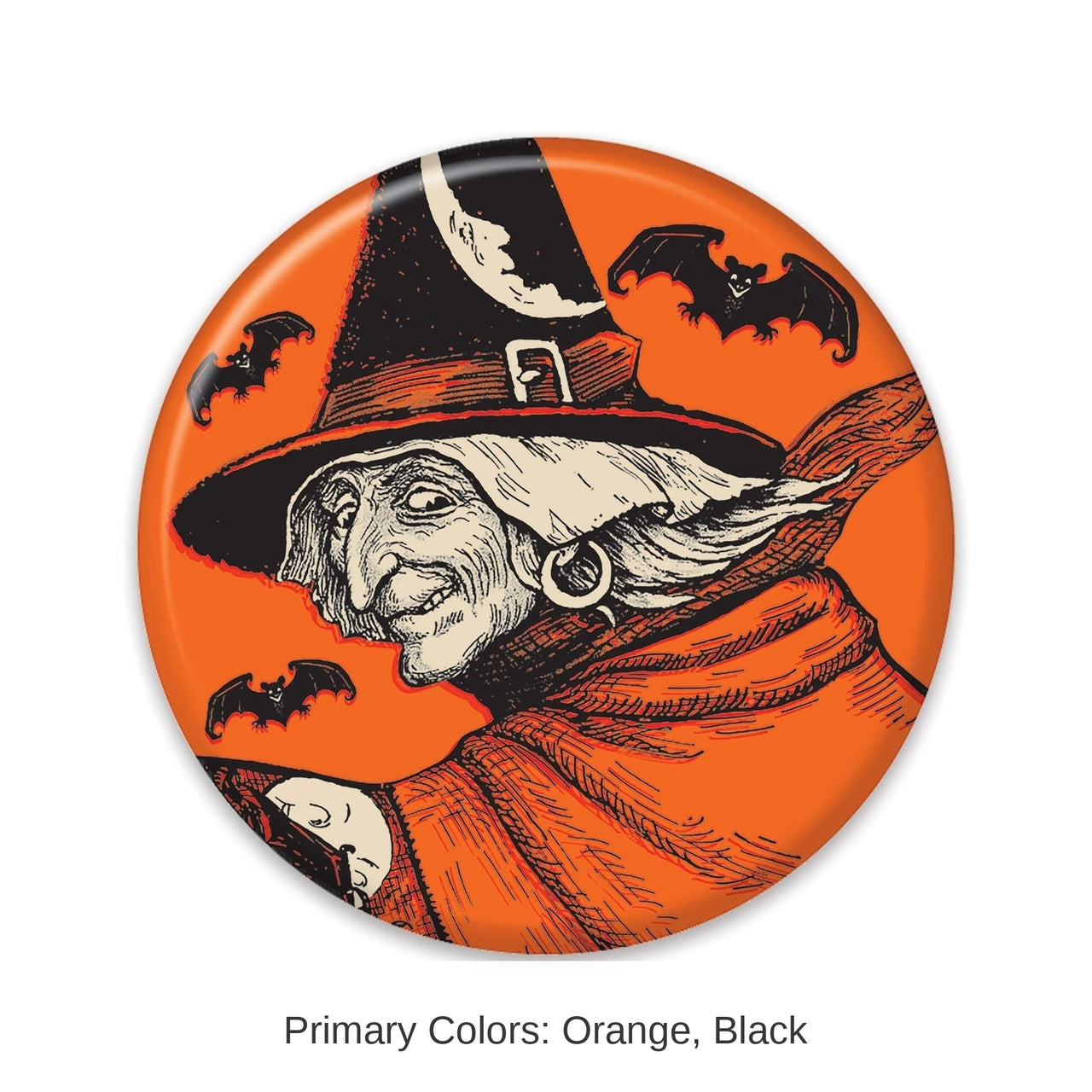 6 Pack Bulk Vintage Halloween Classic Witch Button