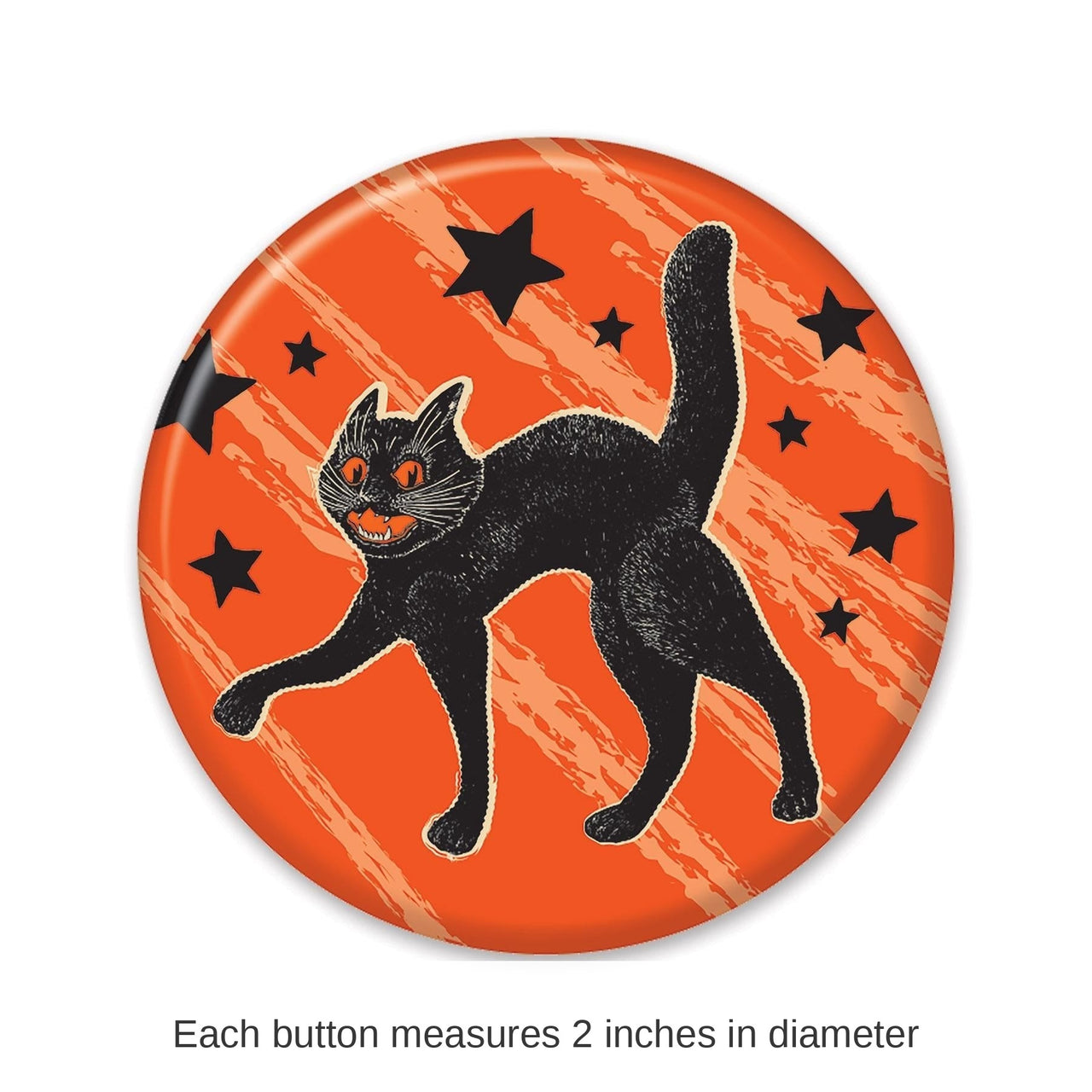 6 Pack Bulk Vintage Halloween Scratch Cat Button