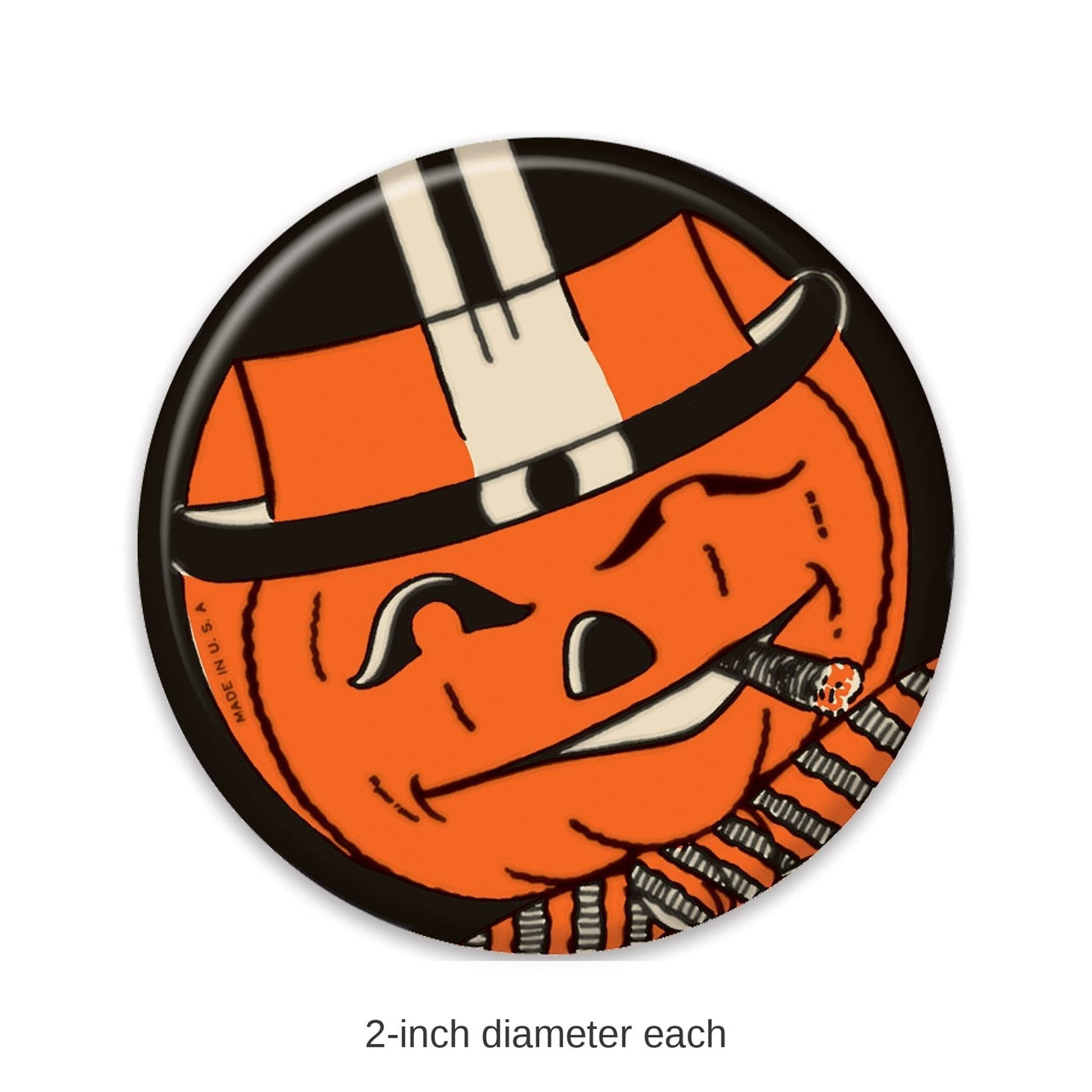 6 Pack Bulk Vintage Halloween JOL Button- Orange Pumpkin