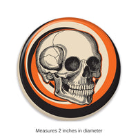6 Pack Bulk Vintage Halloween Skull Button -Orange