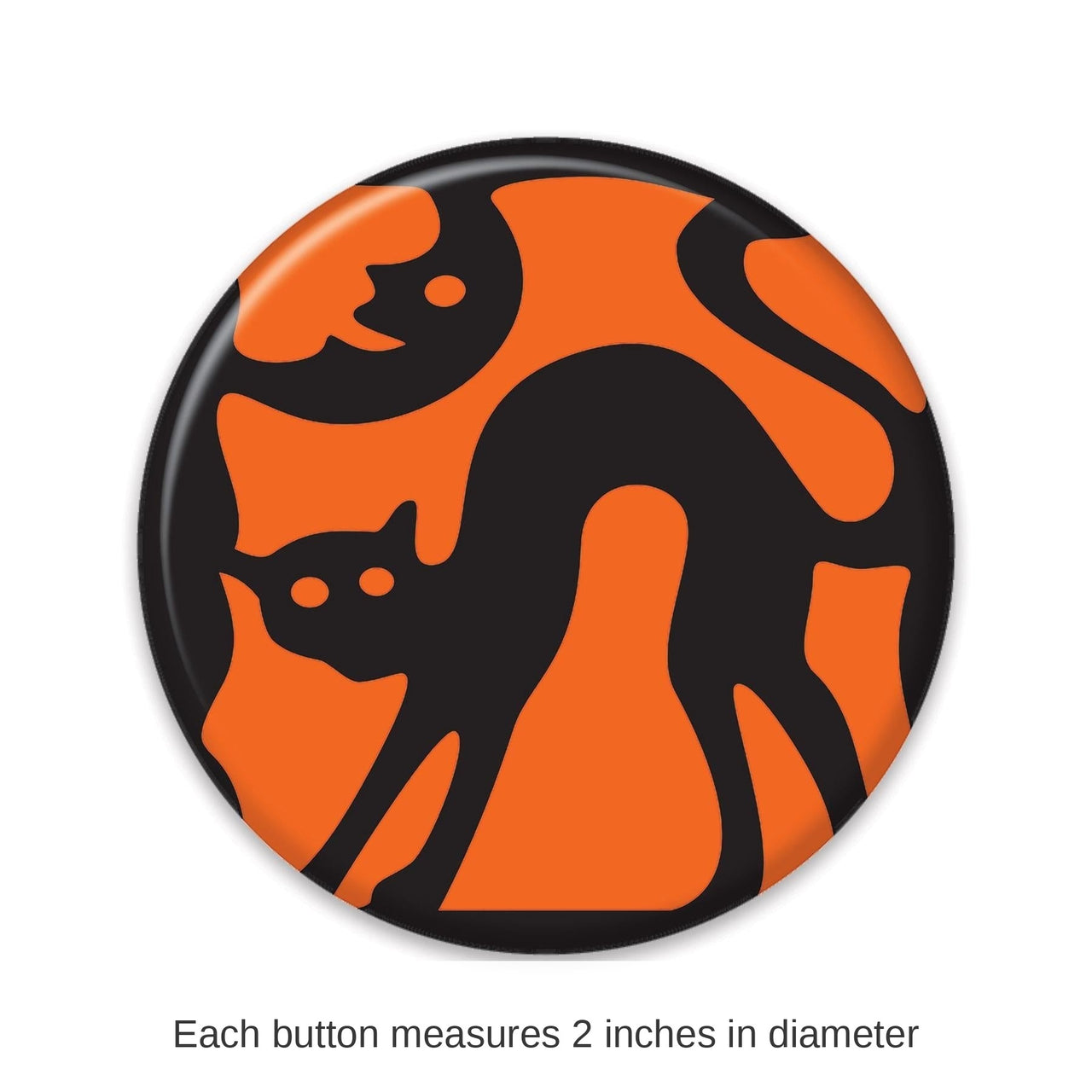 6 Pack Bulk Vintage Halloween Cat Silhouette Button