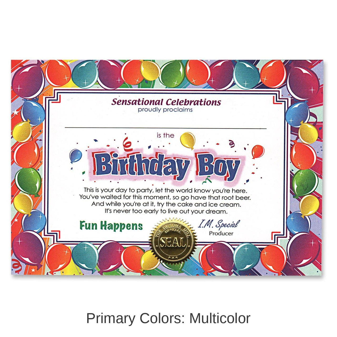6 Pack Bulk Birthday Boy Certificate