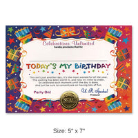 6 Pack Bulk Today's My Birthday Certificate