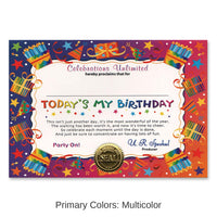 6 Pack Bulk Today's My Birthday Certificate