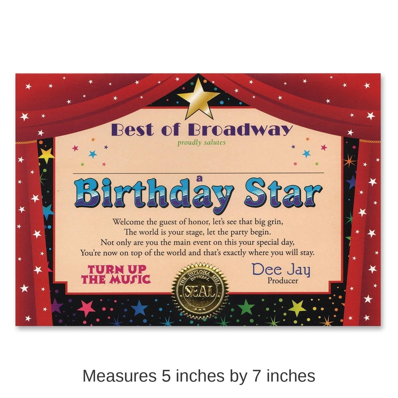 6 Pack Bulk Birthday Star Certificate