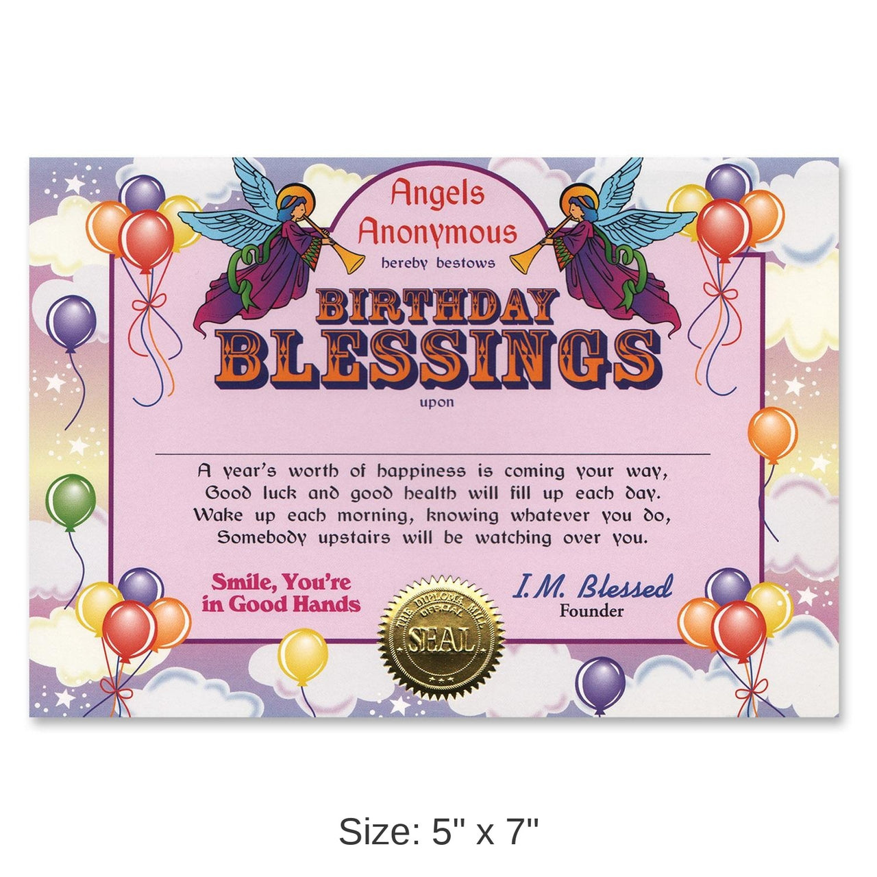 6 Pack Bulk Birthday Blessings Certificate