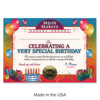 6 Pack Bulk Very Special Birthday Certificate