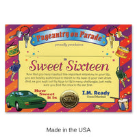 6 Pack Bulk Sweet Sixteen Certificate