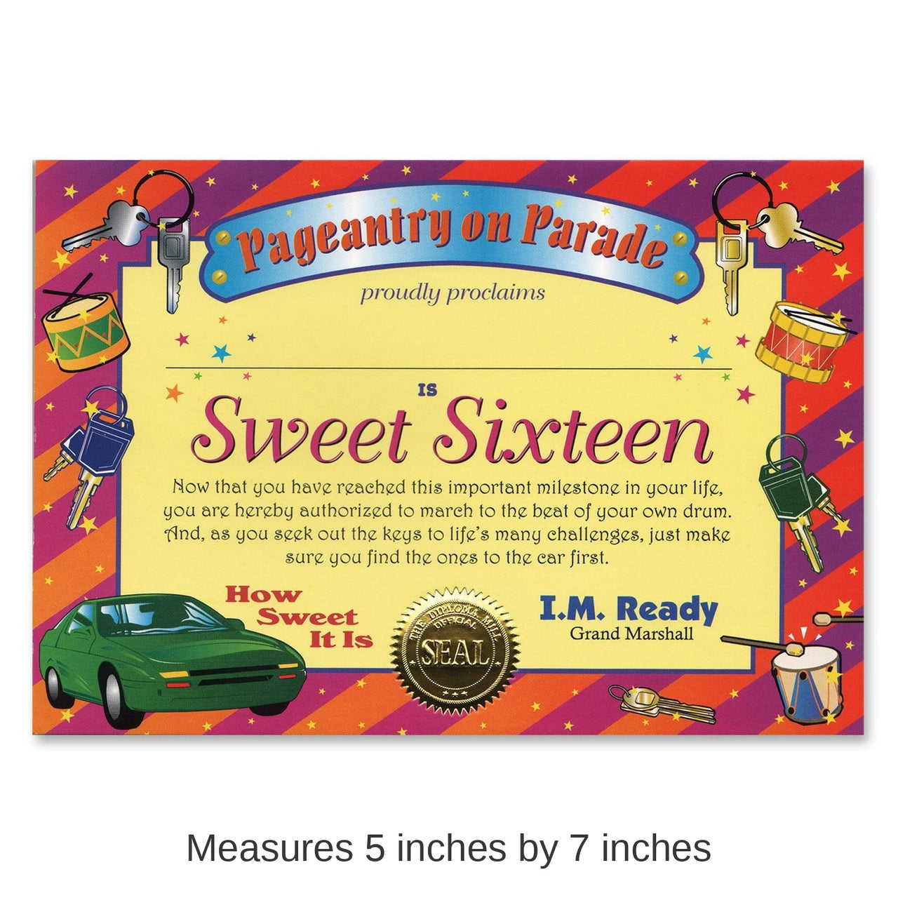 6 Pack Bulk Sweet Sixteen Certificate
