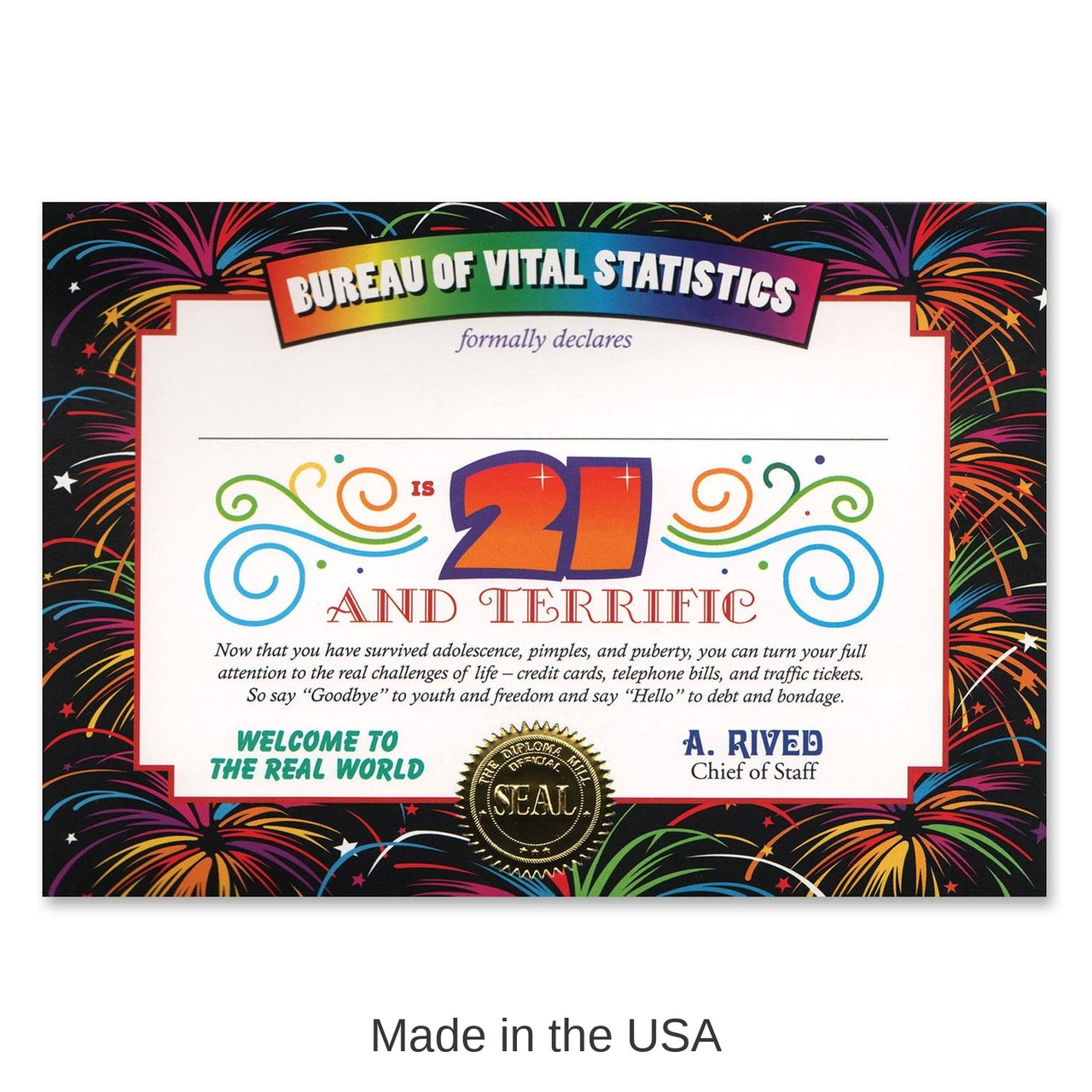 6 Pack Bulk 21/Terrific Certificate