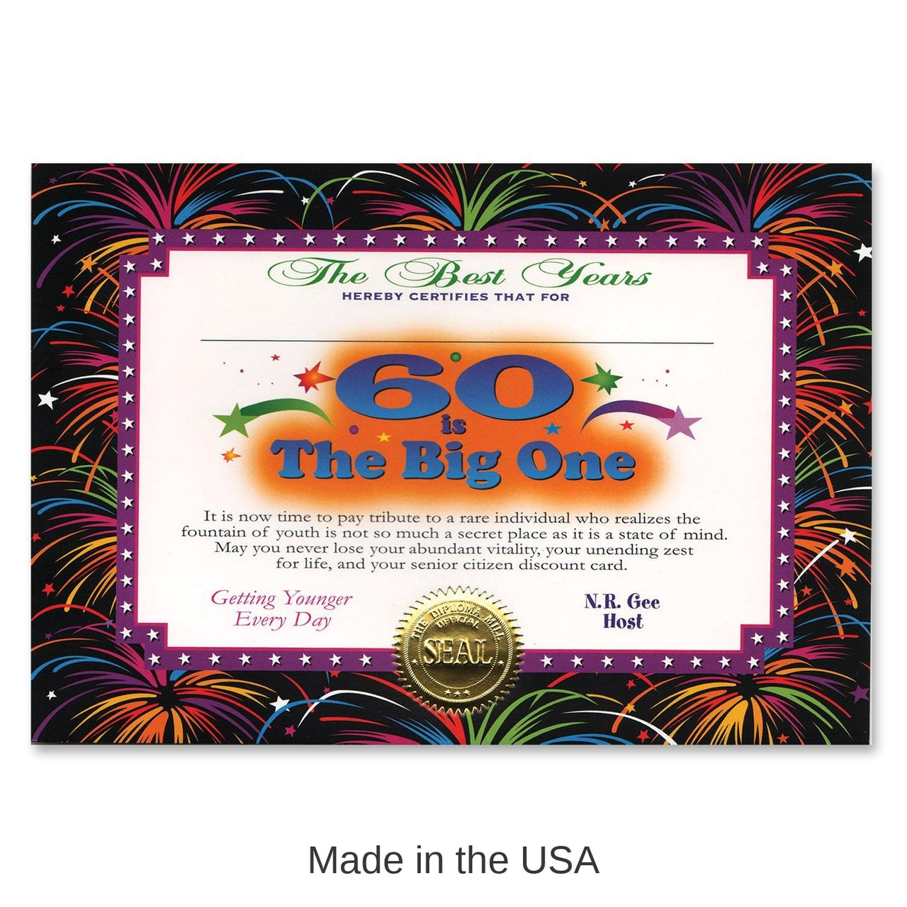 6 Pack Bulk 60 Is The Big One Certificate