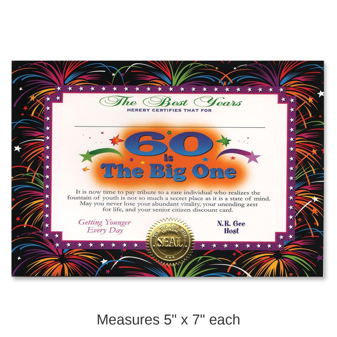 6 Pack Bulk 60 Is The Big One Certificate