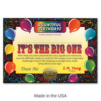 6 Pack Bulk It's The Big One Certificate