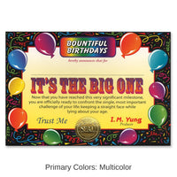 6 Pack Bulk It's The Big One Certificate