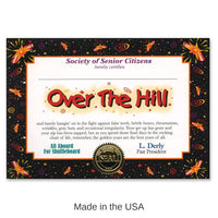 6 Pack Bulk Over The Hill Birthday Certificate