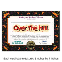 6 Pack Bulk Over The Hill Birthday Certificate