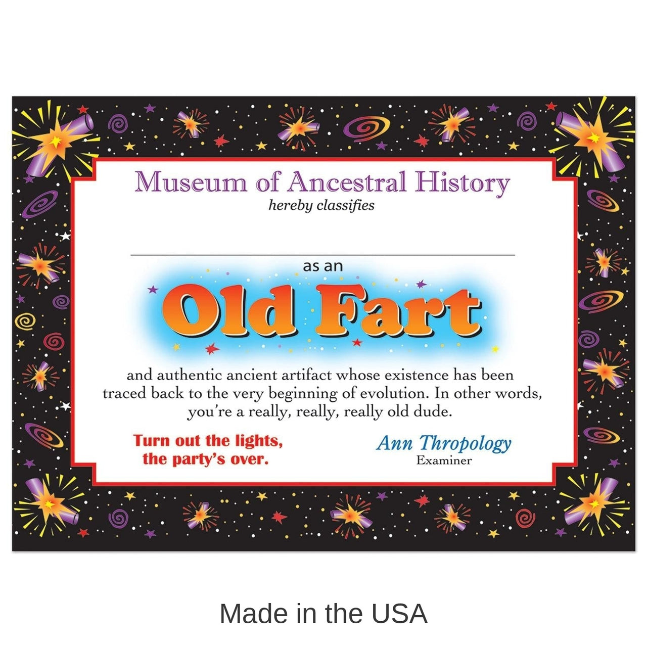6 Pack Bulk Old Fart Certificate
