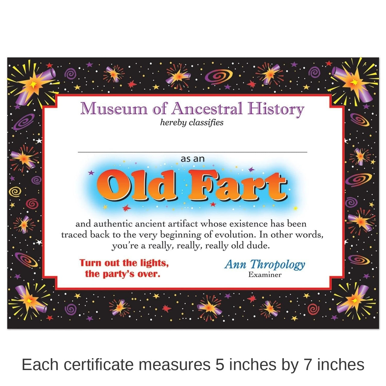 6 Pack Bulk Old Fart Certificate