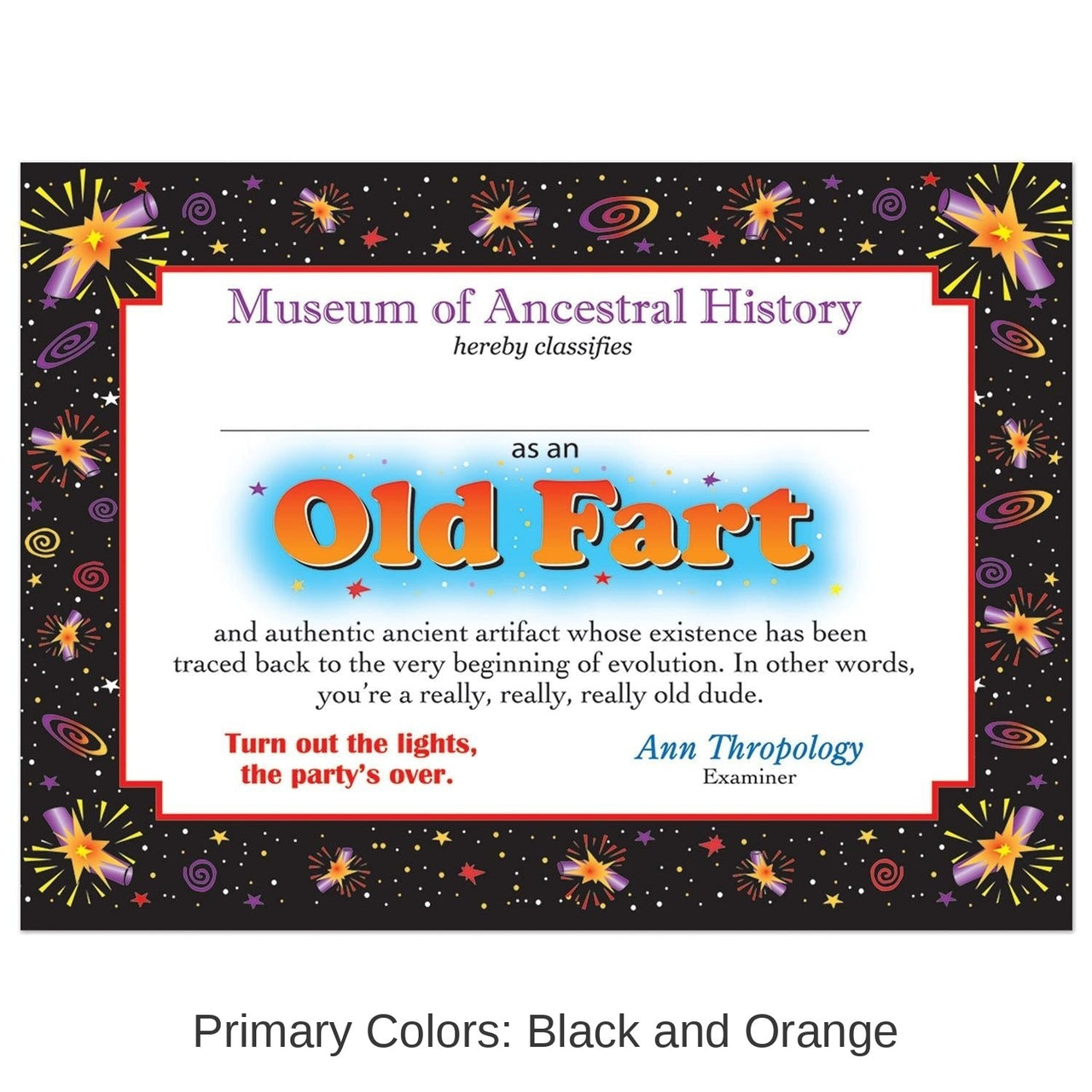 6 Pack Bulk Old Fart Certificate