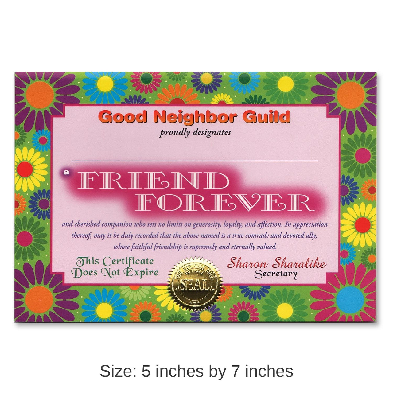 6 Pack Bulk Friend Forever Certificate